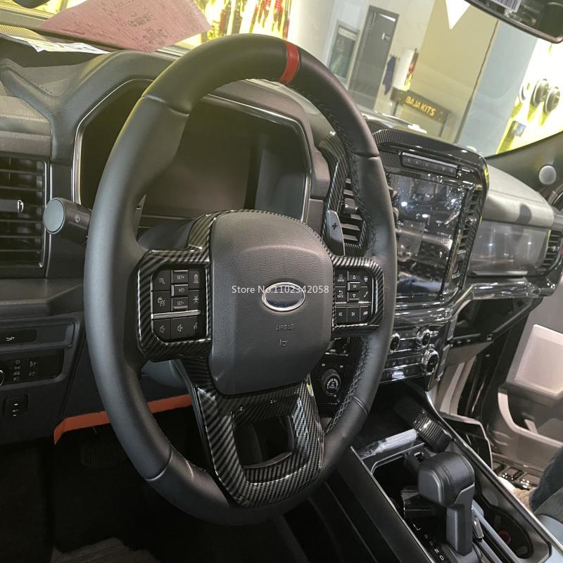 For Ford Raptor F-150 F150 2015- -2024 ABS Carbonfiber Steering Wheel Button Switch Direction Control Decorate Cover