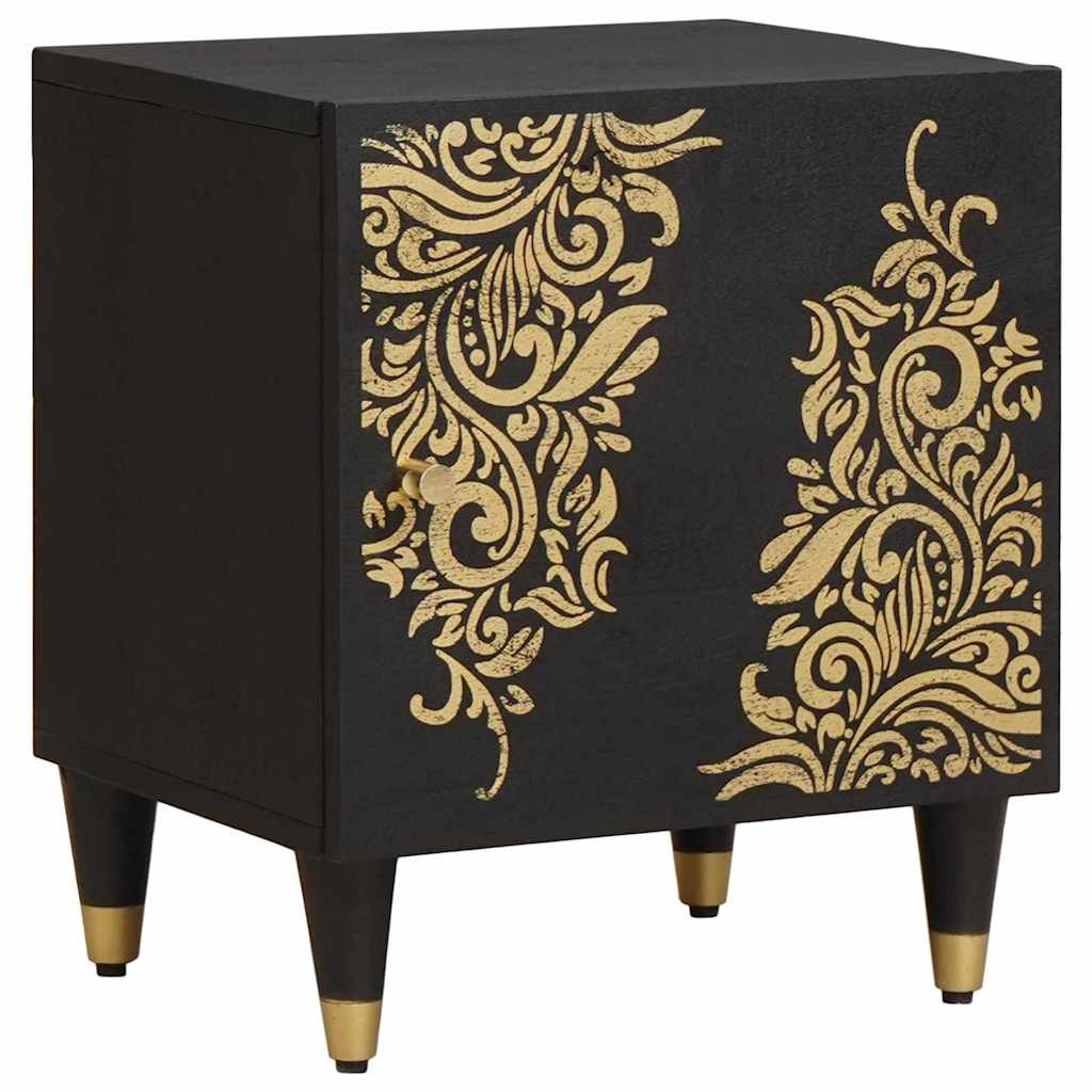 Nightstand with Door Black 40 x 33 x 46 cm Solid Mango Wood
