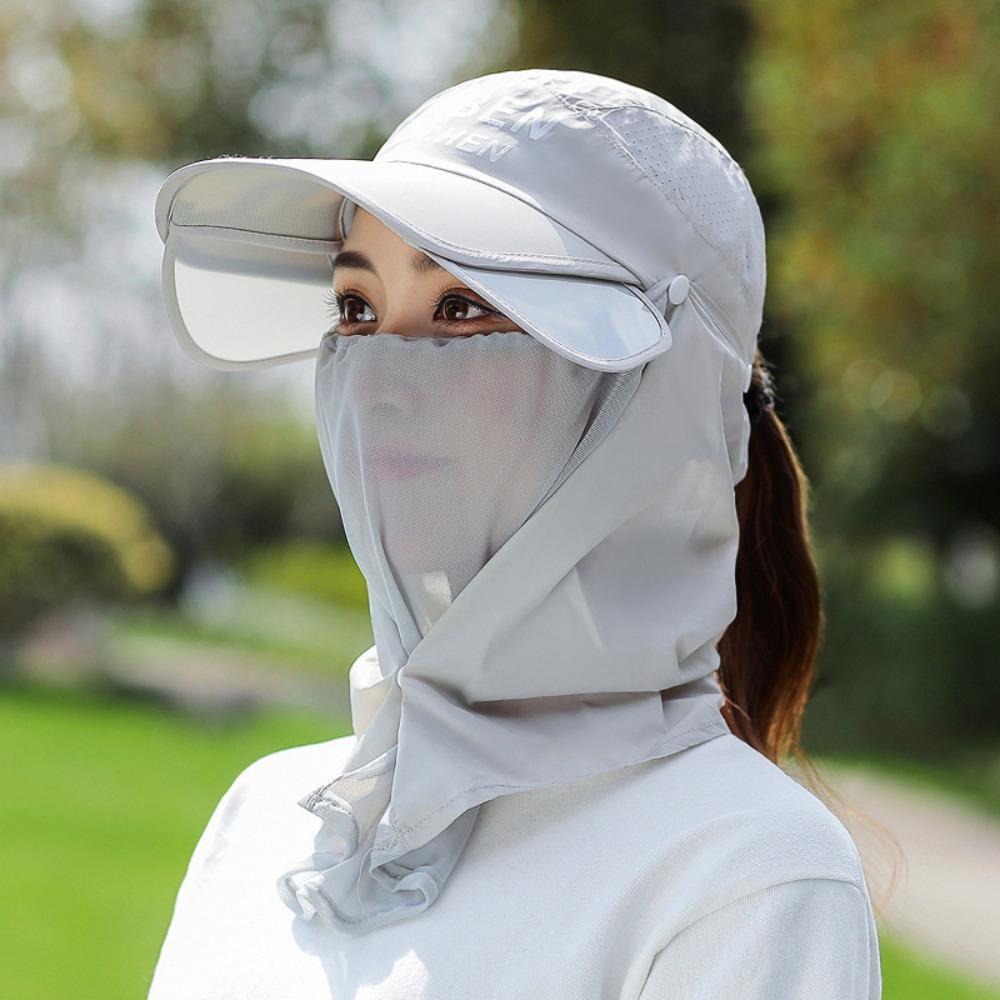 Ice Silk Wide Brim Bucket Cap Sun Hat Bucket Hat with Neck Cover Protective Sun Protection Hat Men