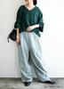 Andit Easy Denim Pants with Tucked Elastic and Flattering Size Sax Women's Hems, Waist, Elasticity, F,