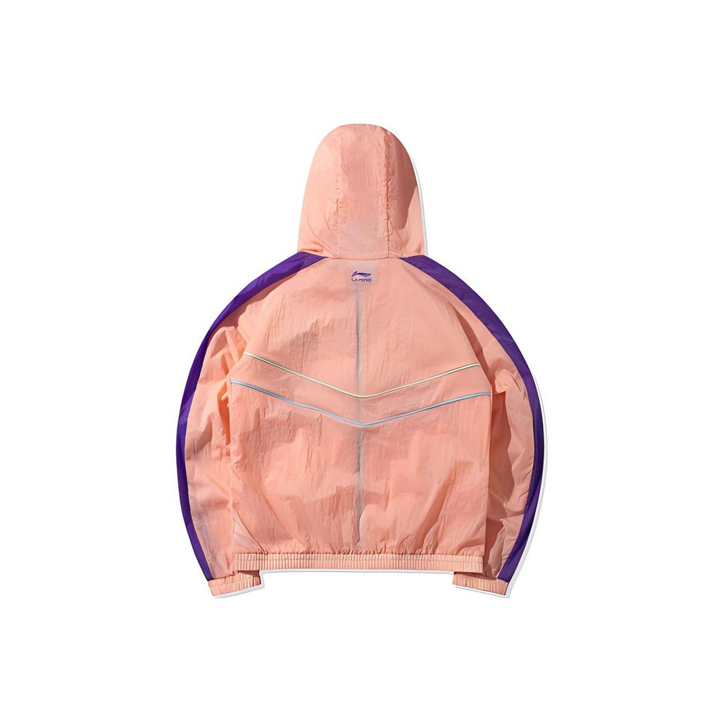 Li Ning Loose Hooded Long Sleeve Jacket Women jackets Peach-Blossom-Pink AFDQ128-3