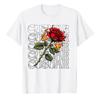 Burning Red Rose with Flame Repeated Cotton T Shirt CUSTOMAR Text Graphic Print Gothic Streetwear Aesthetic Casual Gift Tops