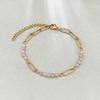 Multilayer Natural Stone Beaded Bracelet Set – Gold Paperclip Chain Jewelry, Boho Stackable Gift for Women