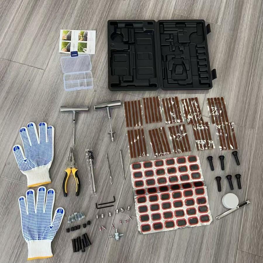 148Pcs Universal Tire Repair Kit, Tubeless Puncture Plug Tool Set, Emergency Quick Fix for Car Motorcycle Bike