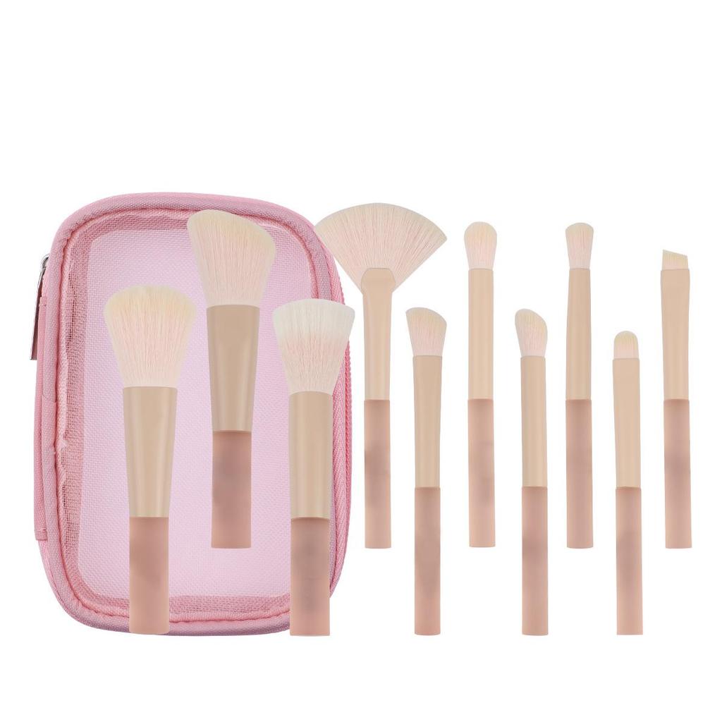 Mini 10-Piece Candy Makeup Brush Set: Stippling, Powder, Highlight, Eyeshadow
