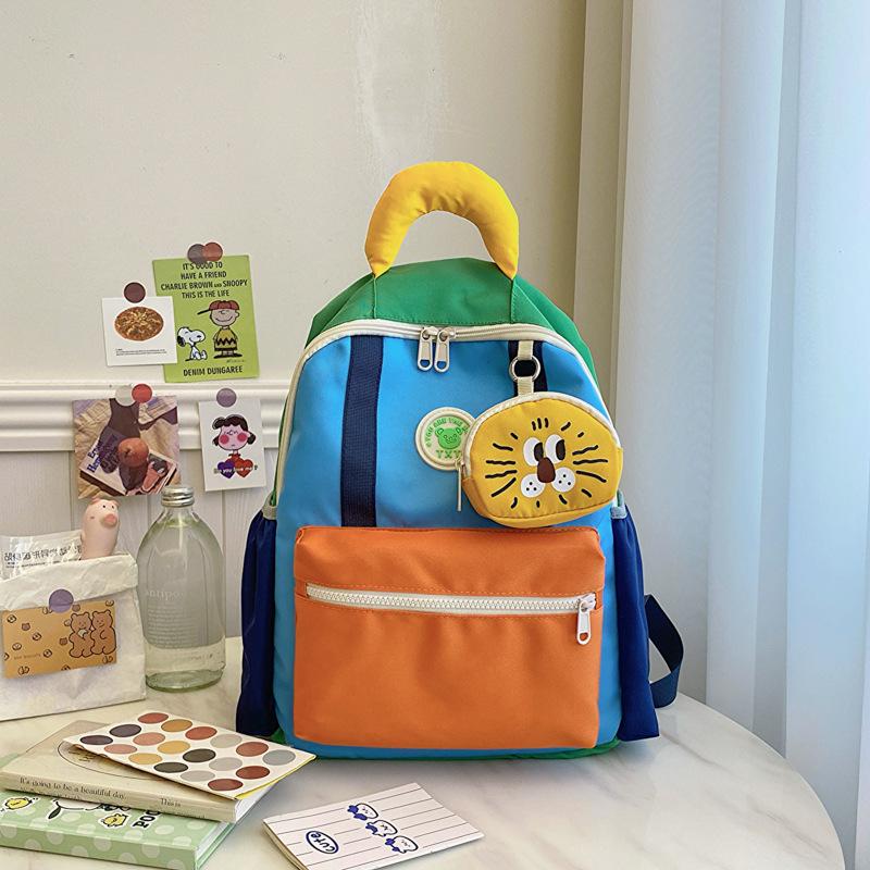 

Girls and Boys Dual-Shoulder Bag for Kindergarten - Cute Student Backpack Strap Pendant - Children s Backpack small синий