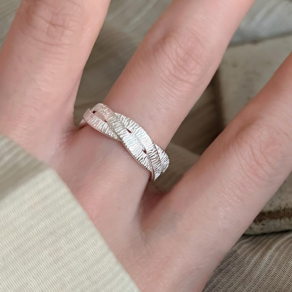 PANJBJ 925 Silver Frosting Geometry Ring for Women Wide Texture Versatile Handmade Ins Jewelry Gift