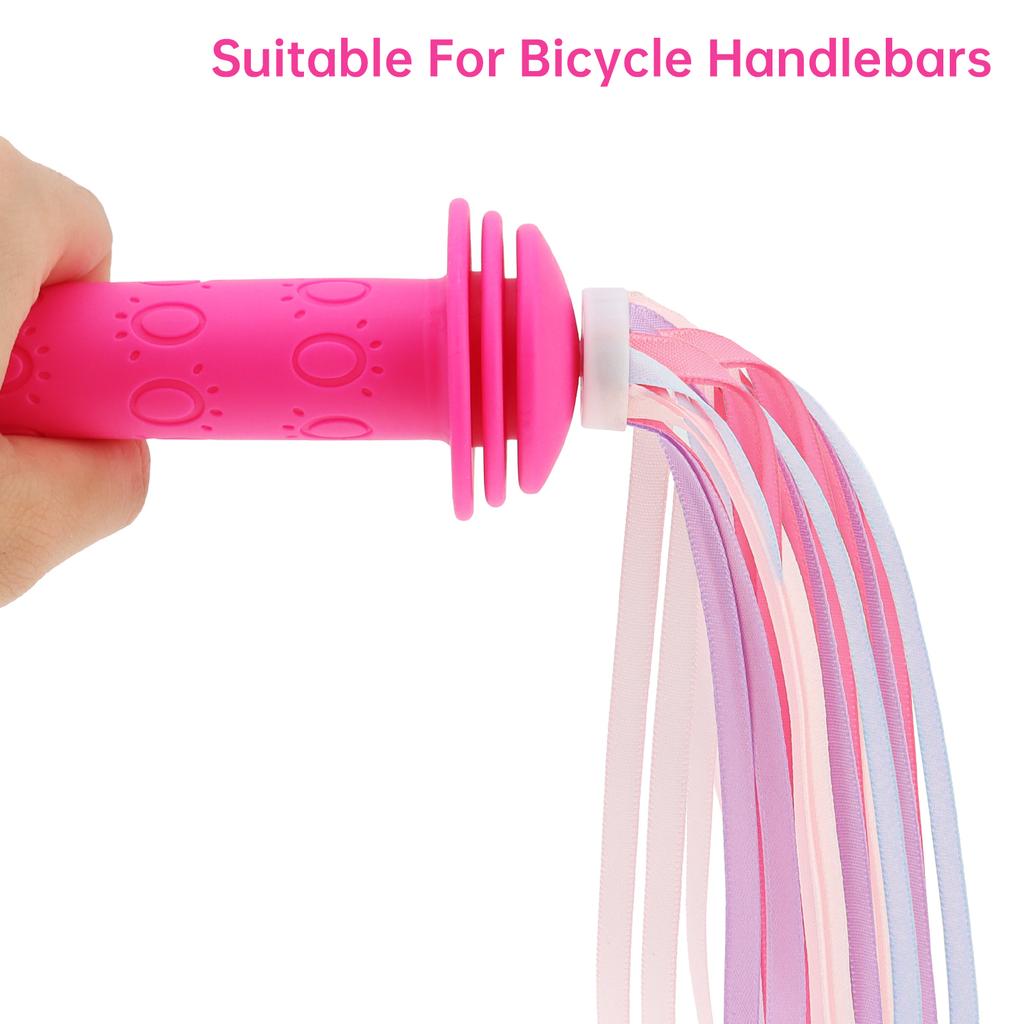 Kids Bike Tassels 2 Pack Multi Color Soft Fringe Decor Light Portable Universal For Bicycle Scooter Handlebar Decoration For Boys Girls