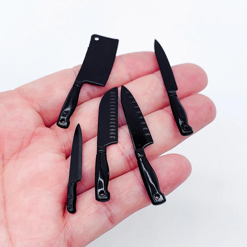 5Pcs/Set Alloy Mini Kitchen Knife Doll Accessories Toys 1/6 Scale DIY Miniature Dollhouse Cooking Utensils Model