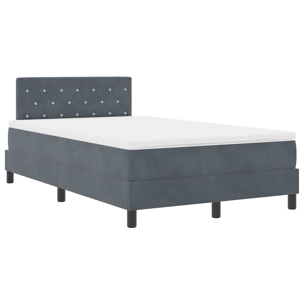 Box Spring Bed with Mattress Dark Gray 120 x 190 cm Velvet