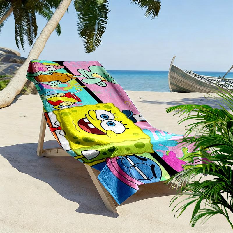 SpongeBob SquarePants4 Print Beach Towel, Large Soft Quick Dry Towel for Beach Camping Swimming