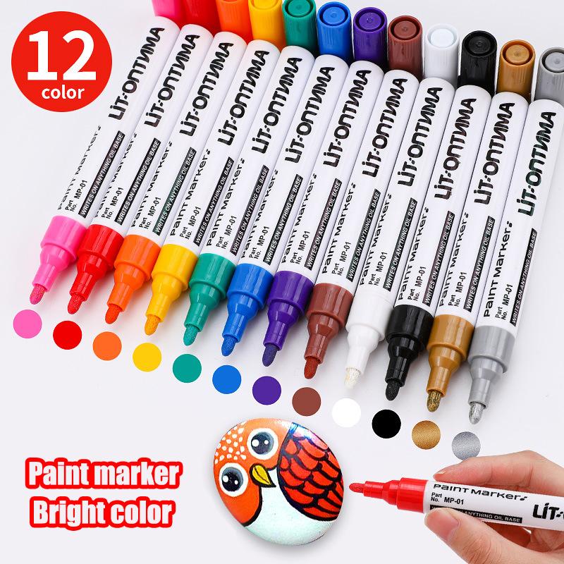 12color Paint Marker,Waterproof Not Easy To Fade,Car Paint,Wood,Ceramics,Tires, Balloons,Shoes,Metal Markers Paint-Mending Pen