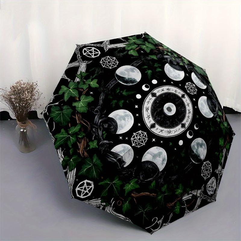 Full Moon Phases Mandala Umbrella, Portable 3-Fold Umbrella for Men & Women,Christmas Gift ES344