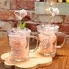 ZISIZ Cartoon Glass Straw Cup for Kids