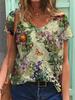 Women's T-Shirts Color Floral Flower 3D Print Summer V-Neck Short Sleeve T Shirt Y2K Tees Oversized Harajuku Top Female Clothing