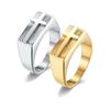 Stainless Steel Cross Rings for Men, Silver and Gold - Toned, with Exquisite Sunburst Pattern
