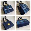 Women's 2025 Embroidered Denim Blue Retro Patchwork Handbag & Crossbody Tote