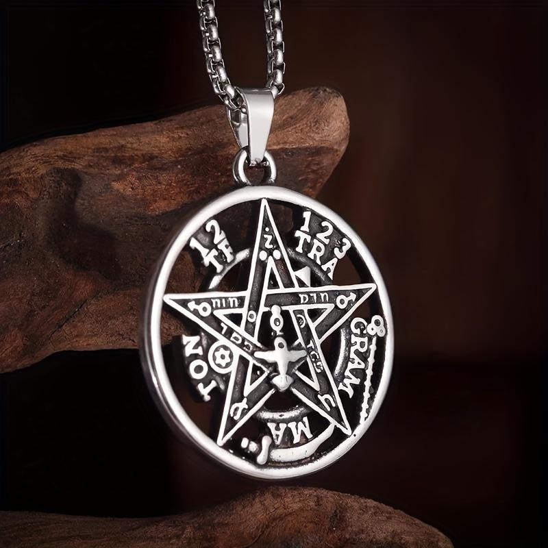 Mode Fünfzackiger Stern Herren Anhänger Halskette Retro Motorrad Schutzschmuck Jubiläumsgeschenk