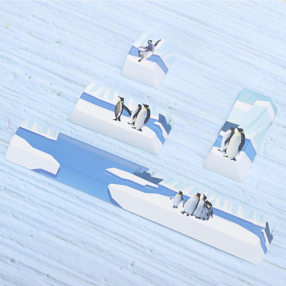 Penguins Pattern Keycaps Kit SpaceEScEnterNumpad Enter Key Cap for Mechanical Keyboard(Penguins Pattern, 4Pcs )