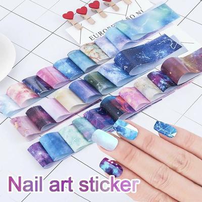 1 Second  Sticker 10pcs/set Galaxy Nail Sky Paper 20*4cm Nail Sticker