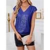 Top in Lavorazione con Paillettes Scollo a V da Donna Senza Maniche Scintillante Casual Camicetta