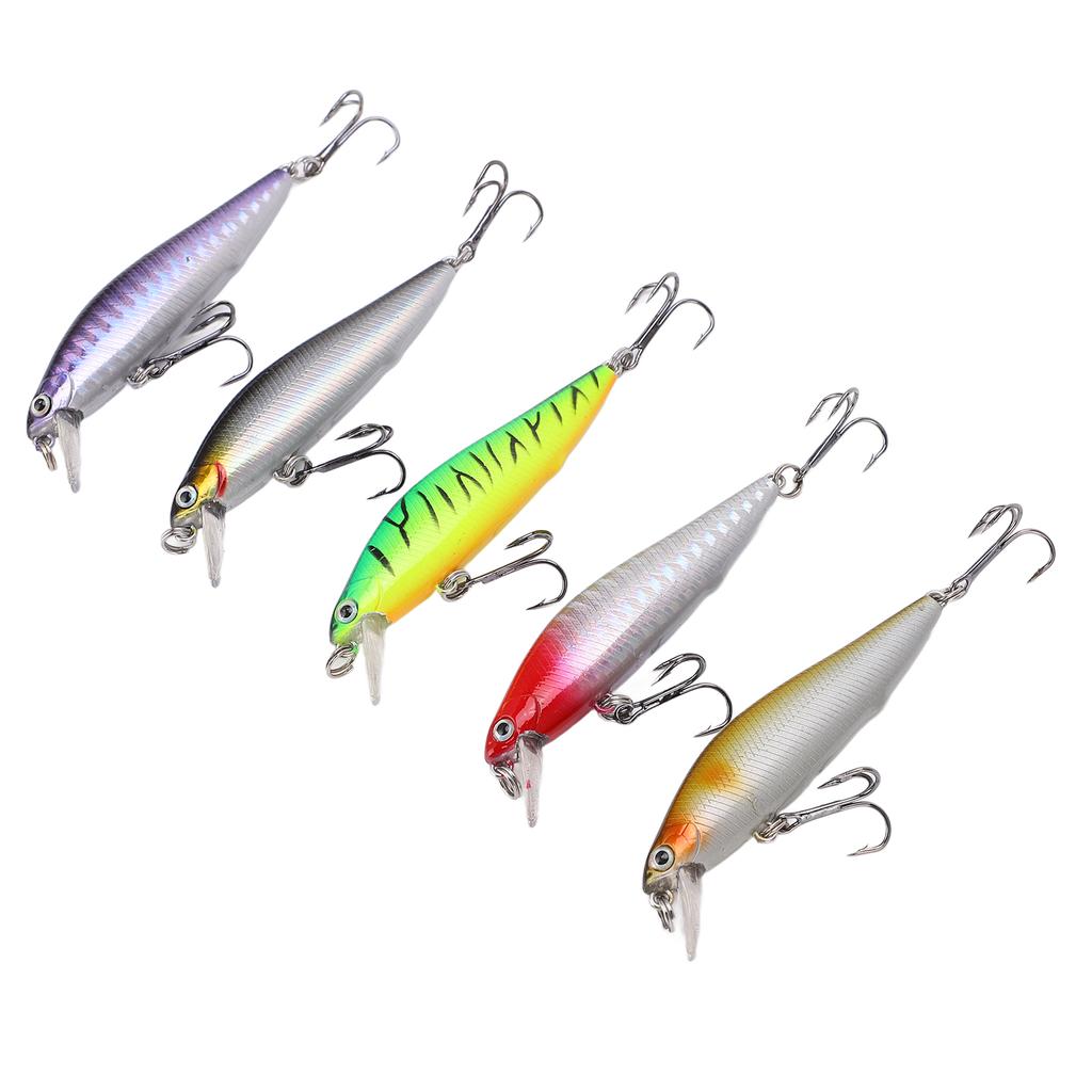5Pcs Fishing Bait Kit Minnow Floating Swim Lure with Build In Steel Beads for Freshwater Saltwater