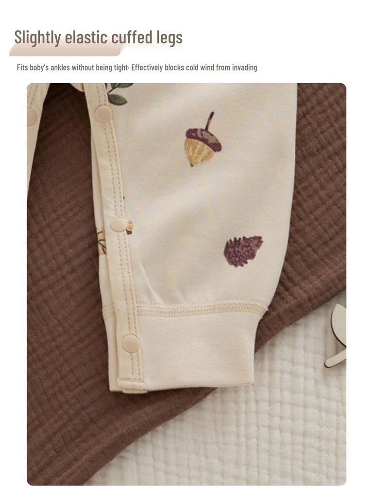 Spring & Autumn Kids' Cotton Pajamas Set - Cozy Home Wear with Belly Protection and Crotch Opening
