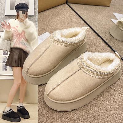 Fashion 2024 Women's Fleece Fur Warm and Comfortable Thick Soled Slippers Cotton Shoes Heelless Women's Cotton Boots