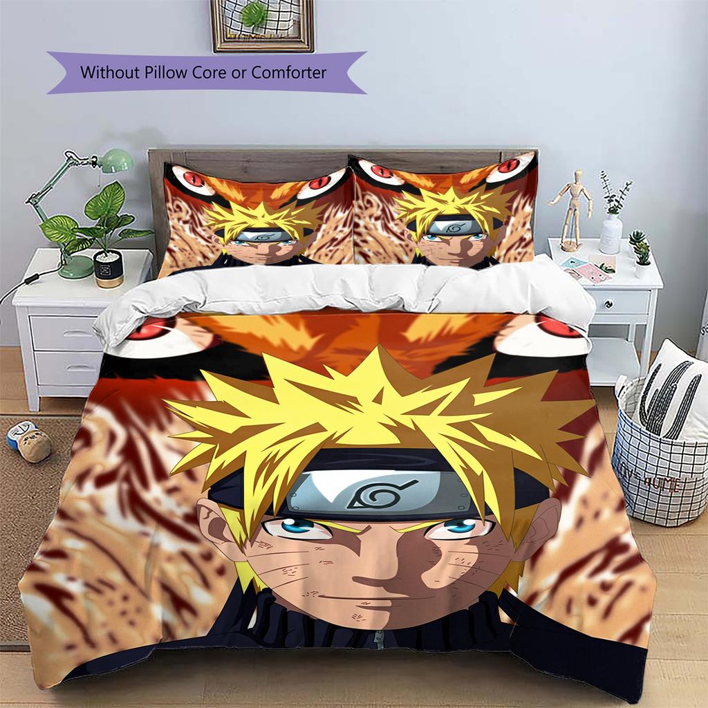 Naruto Uzumaki Naruto Anime Character Pattern Bedding Home Decoration Birthday Gift (1 * duvet cover + 2 * pillowcase, without core)