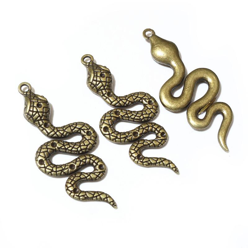 5pcs Antique Silver Color Bronze Snake Charms Pendant DIY Handmade Jewelry Making Accessories Findings for Necklace Bracelet