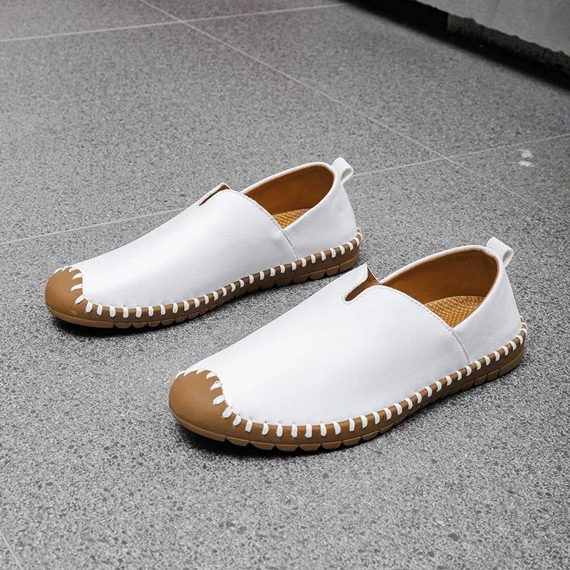 Summer Plus Size Men's Leather Shoes Simple Oxford Sole Casual Shoes Comfortable Soft Sole Lightweight Non-Slip Loafers