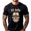 El Jefe Sugar Skull Men Dia De Los Muertos El Jefe White Graphic Tee Male Men Clothes Vaporwave Classic