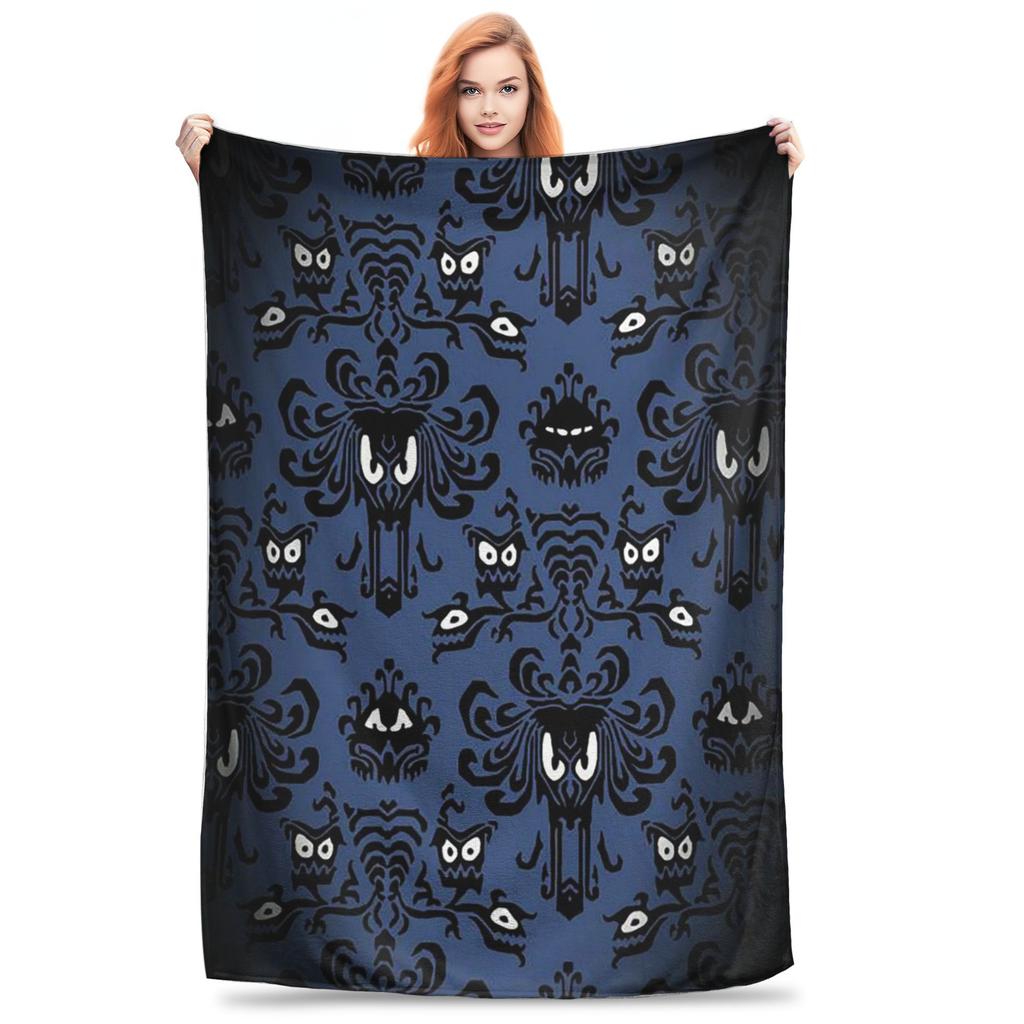 Flannel Throw Blanket Grimace Haunted Mansion Halloween Horror Warm Plush Blankets Soft Bedding for Bed Living room Home Picnic
