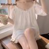 Plus-Size Women’s One-Shoulder Lace Trim Pajama Set - Princess Style, Outdoor Ready