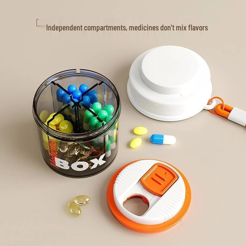 Portable Round Pill Box with Lid - Three-a-Day Moisture-Proof Travel Dispenser