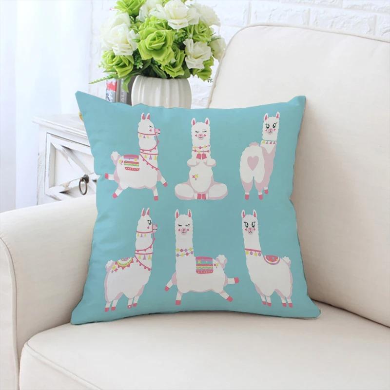 Cute Cartoon Alpaca Pillowcase Car Ornaments Office Living Room Sofa Home Pillowcase