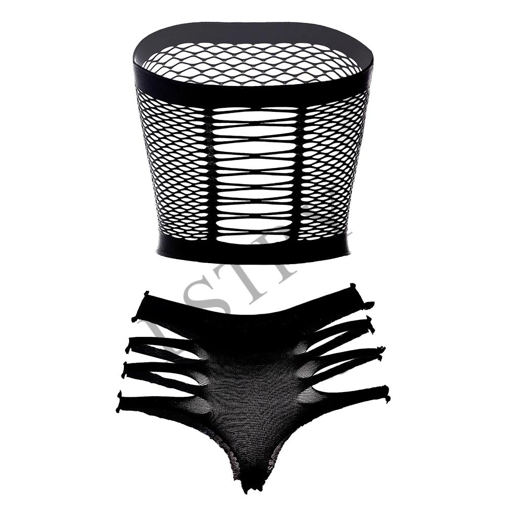 Sexy Lingerie Women Fishnet Bikini Transparent Mesh Bodysuit Erotic Underwear Stockings Porn Costume Sexy Dress Set