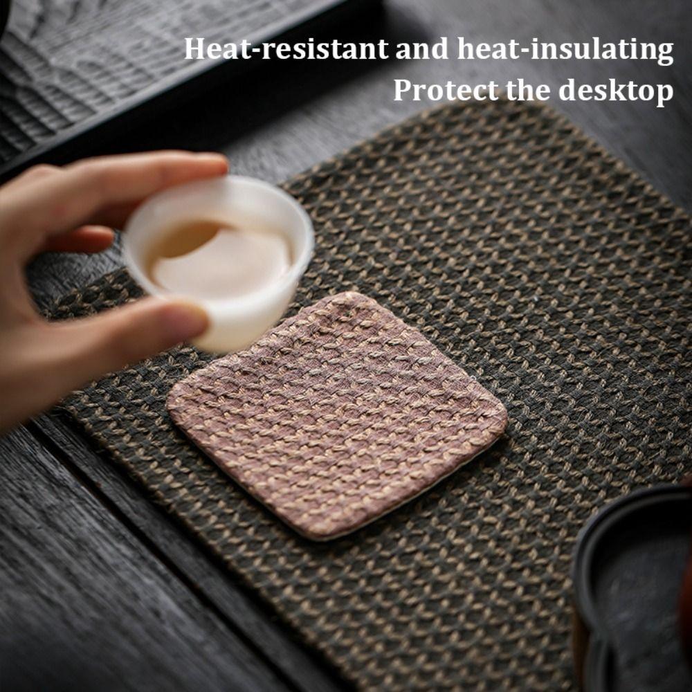 Cloth Teacup Mat Anti-slip Placemats Simple Heat Insulation Pad  Tableware