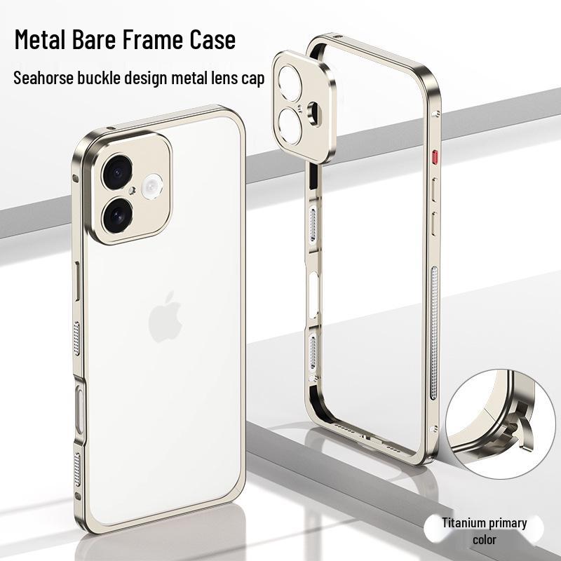 iPhone 16 Metal Case: Breathable Seahorse Buckle Frame with Heat Dissipation DY03 Model - iPhone 16