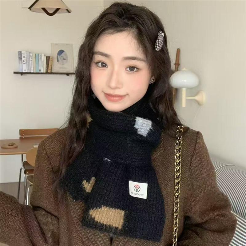 New Knitted Scarf Women's Cloud Pattern Autumn and Winter Korean Version Versatile Cute Girl Student Neck Protector