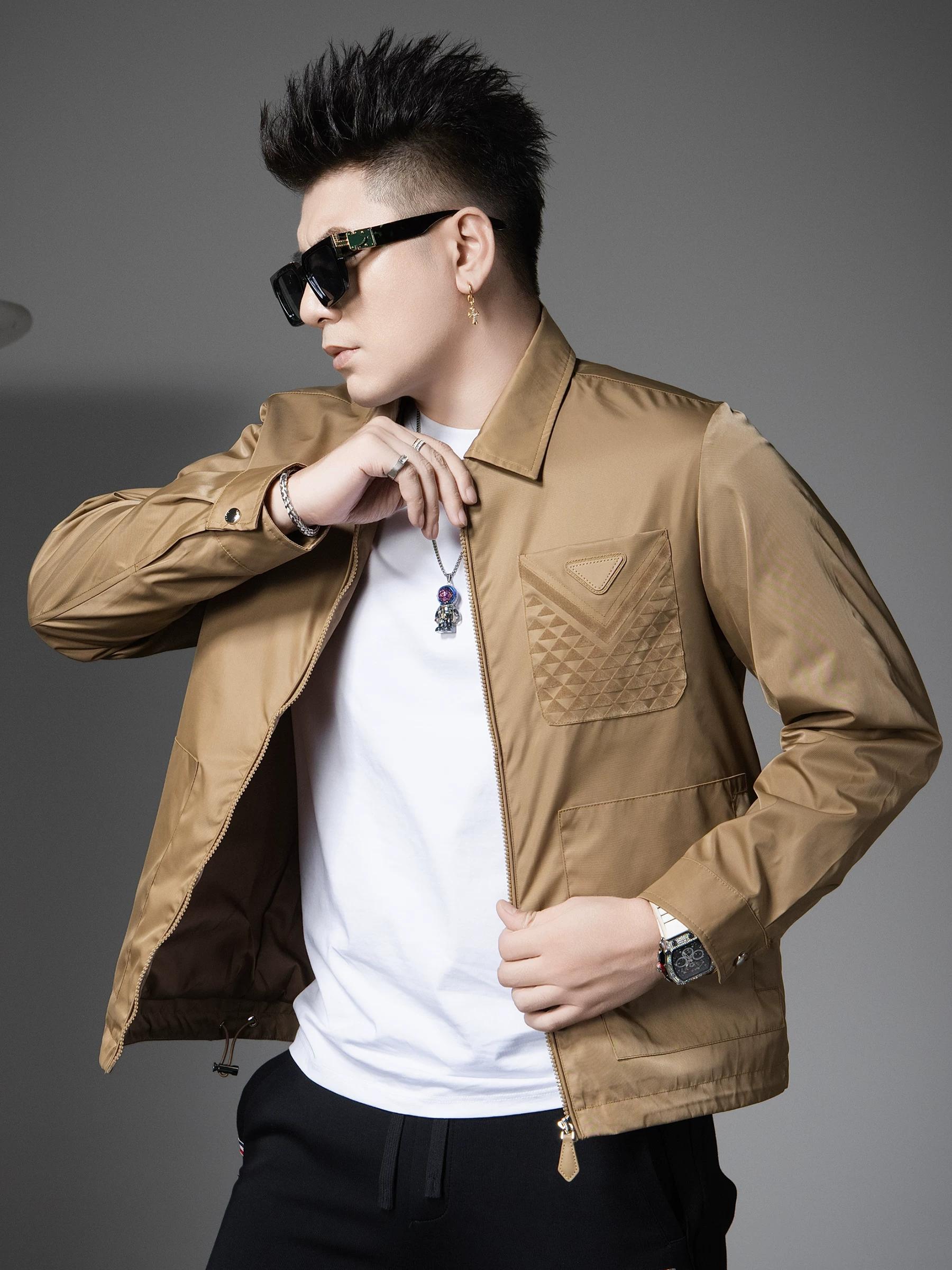 European Style 2025 New Men s Business Casual Jacket Autumn High-End Lapel Jacket Men s Pocket-Decorated Top L чёрный