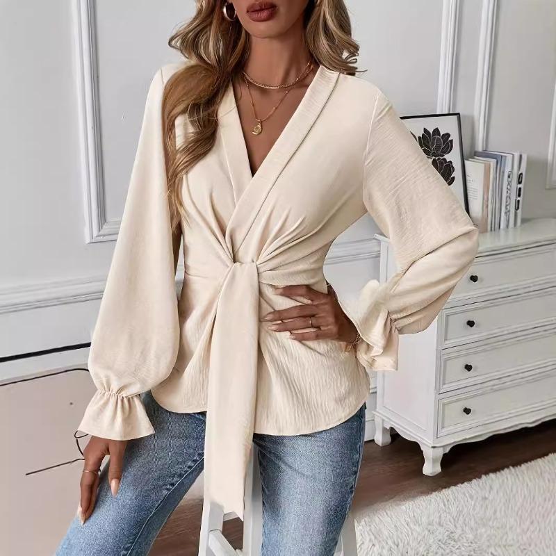 BITCED Bluse e Camicie Casual da Donna con Scollo a V e Maniche Lunghe
