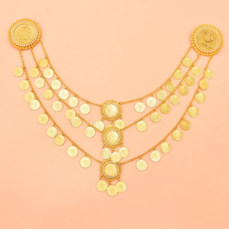 Multi Layer Alloy Coin Tassels Shoulder Chain Necklace Shoulder Accessory for Fashion Forward Women Seeking Unique Style