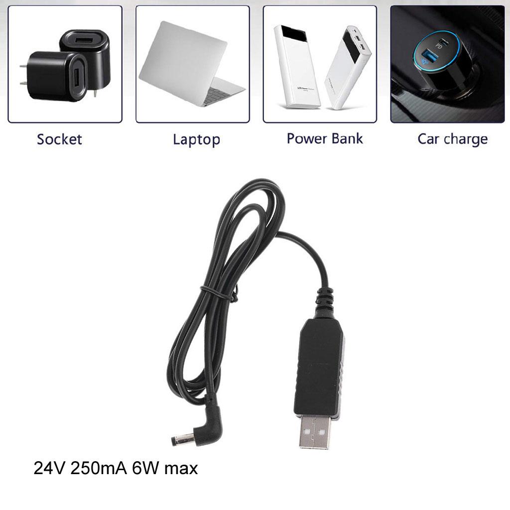 Universal 90 Degree USB 5V To for 24V 5.5x2.1mm 250mA Step Up Cable Power Boost Line For Router LED Strips Camera