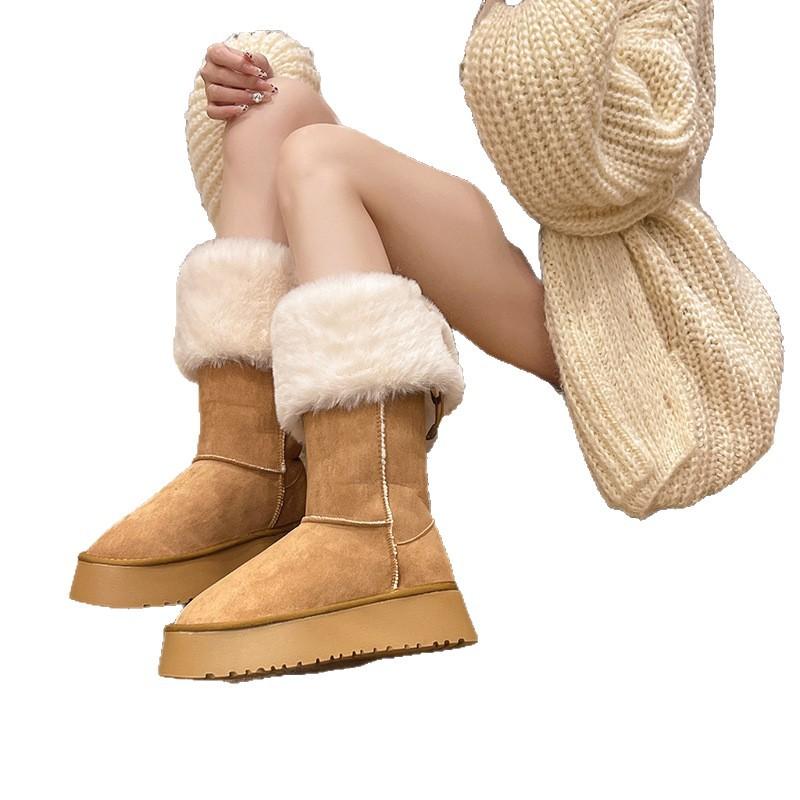 Snow boots, piled and thickened warm small men, new warm thick-soled medium boots in autumn and winter 2025, snow boots