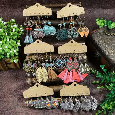 18 Pairs Drop Dangle Earrings Vintage Boho Trendy Zircon Funky Cheap Statement Earrings Set for Women Girls Gifts