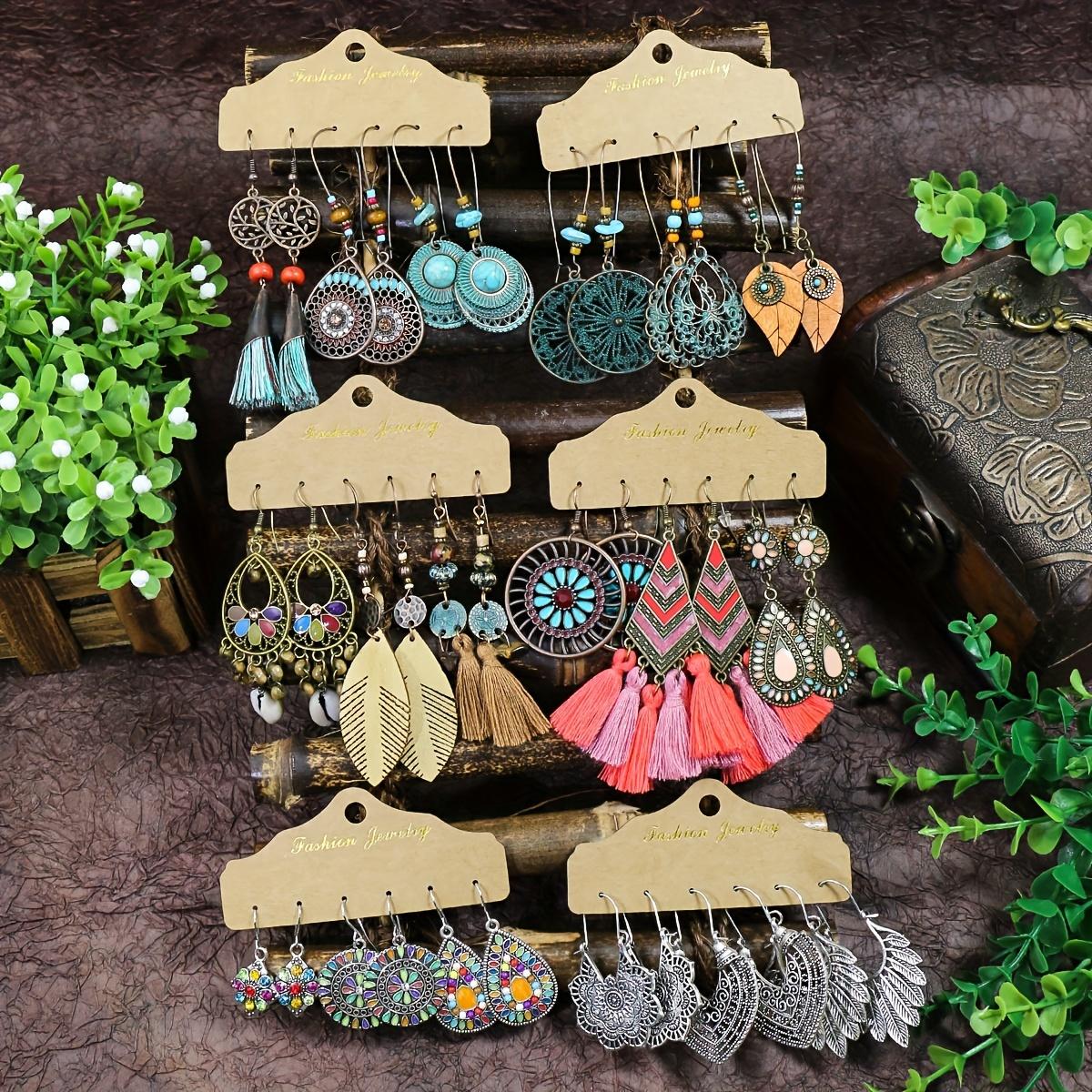 

18 пар серег-подвесок, винтажные, бохо, трендовые, с цирконом, необычные, дешевые, набор серег-заявлений для женщин, девушек, подарки