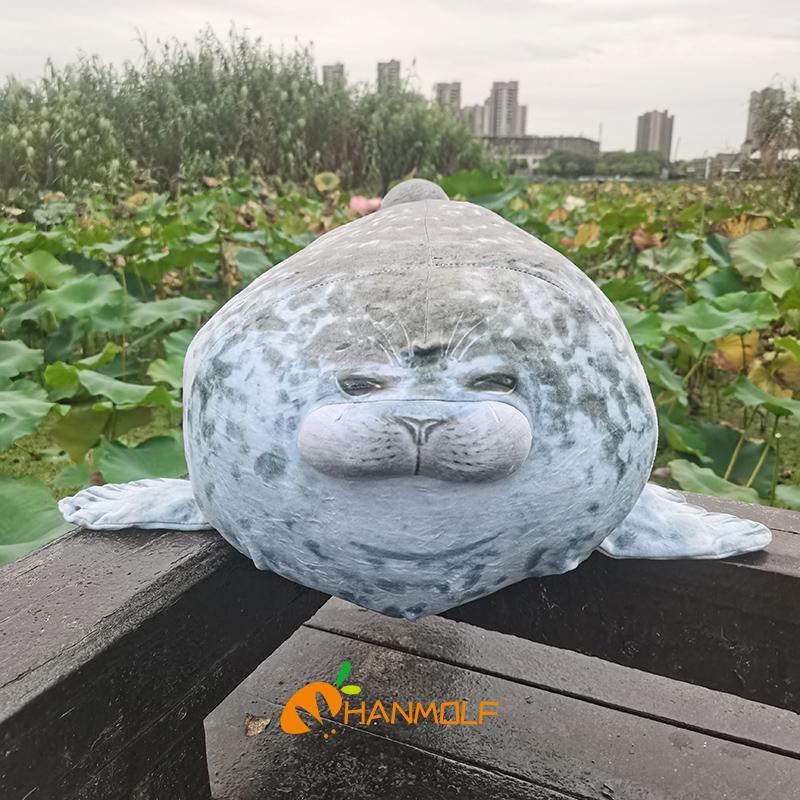 30~80cm Squishy Seal Soft Plush Chubby Sea Dog Stuffed Aquatic Animal Doll Comforting Birthday Gift White Grey