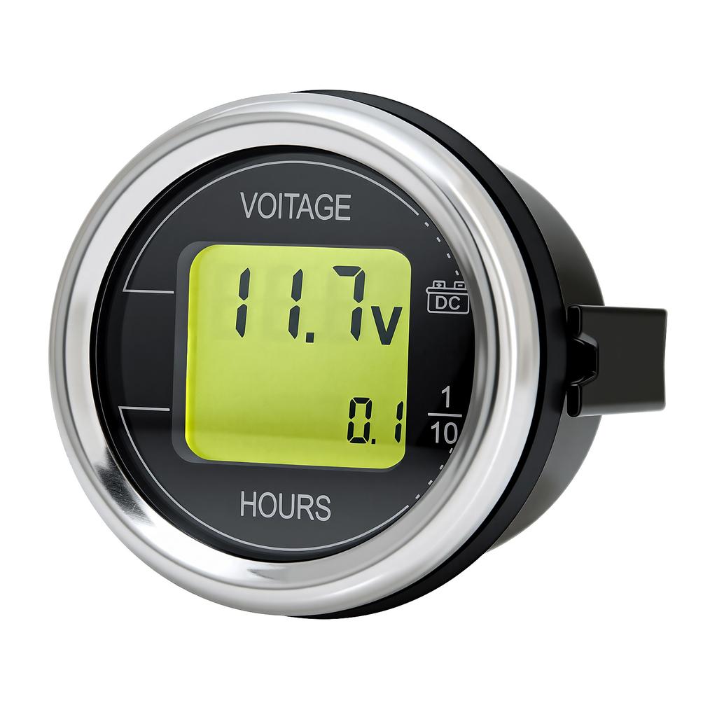 DC 12V 24V Car Voltage Gauge 52MM Hour Meter LED Digital Display 12V 24V Waterproof Voltmeter Round Voltage Meter Volt Detector