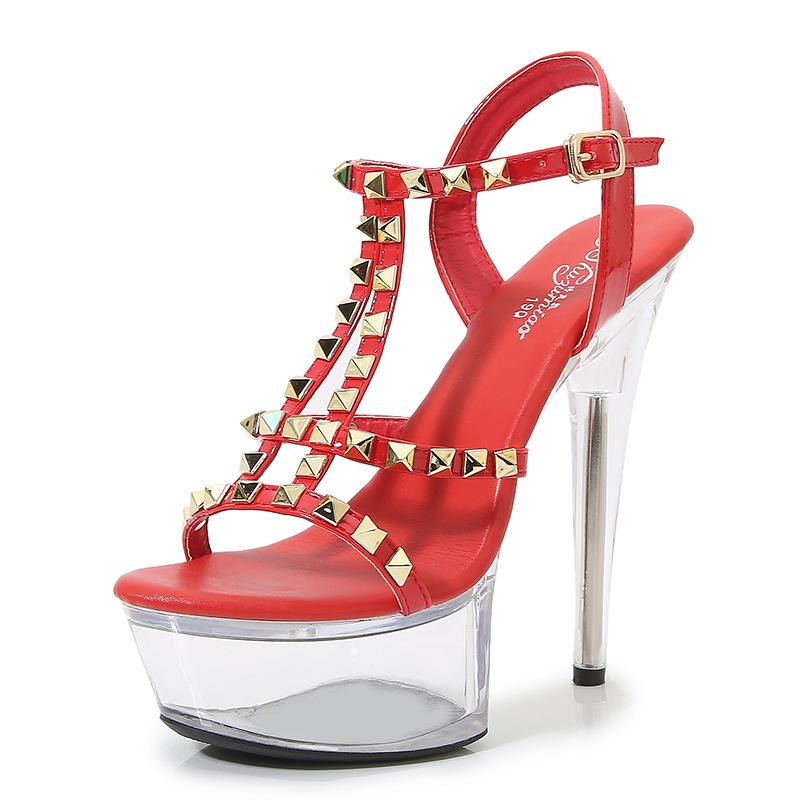 Fashion 15CM Ultra High Stiletto Waterfall Platform Transparent Crystal Sexy Model Show Shoes for Women Fashion Wedding Party